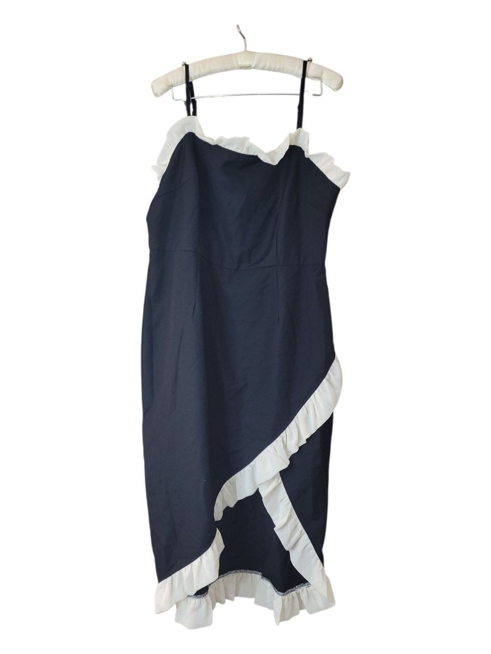 NWT Cider Black & White Ruffle Midi Dress 0X - Picture 2 of 7